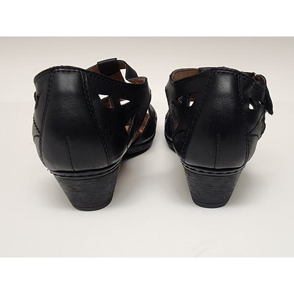 Cobb Hill by New Balance Womens Black Leather Open Toe Sandals Wedge Buckle 9.5M - Picture 13 of 16